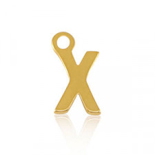 Stainless steel charm initial X Gold